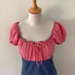 Robe En Denim Et Vichy- 38 -Cachare Vetements Magasin 5043a39a 2ed3 4039 be9c 87c289a13798