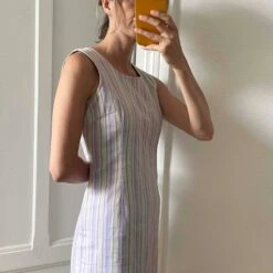 Robe à Rayures Vintage. Couleur Blanche Avec- 36 -Cachare Vetements Magasin baa62694 9fe1 440d 9884 c236d0c93988